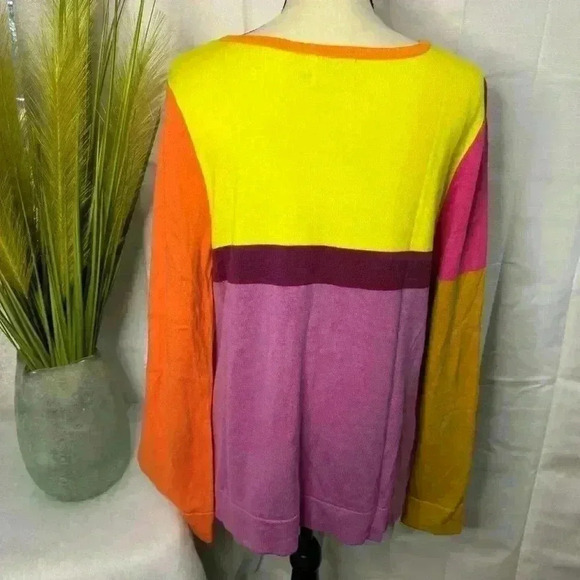 Isaac Mizrahi XL Target Colorblock Cotton + Rayon Sweater, Orange/Yellow/Pink - Picture 5 of 10